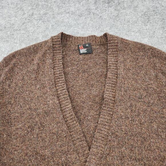 VTG Robert Bruce Mens XL Wool Knit Brown Preppy Cardigan Sweater USA Union Made - Picture 6 of 13